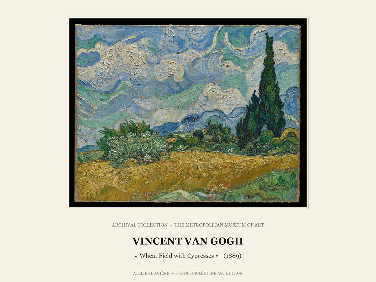 Wheat Field with Cypresses (1889) – Vincent van Gogh – Museum Exhibition Poster edition