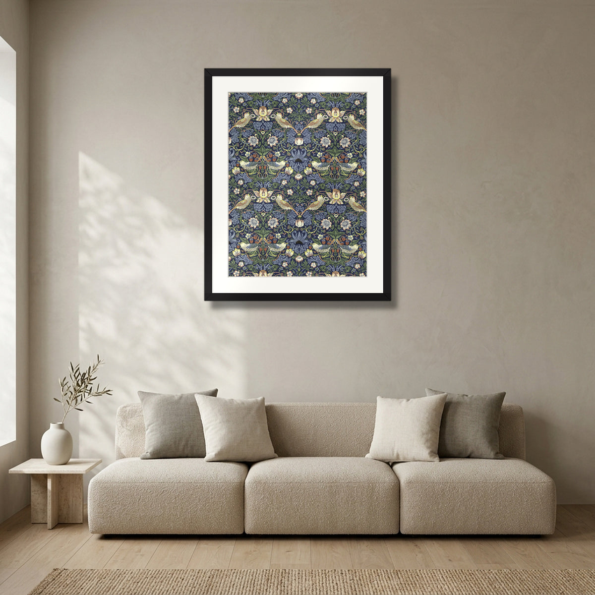 Strawberry Thief (1883) – William Morris in a matte black gallery frame