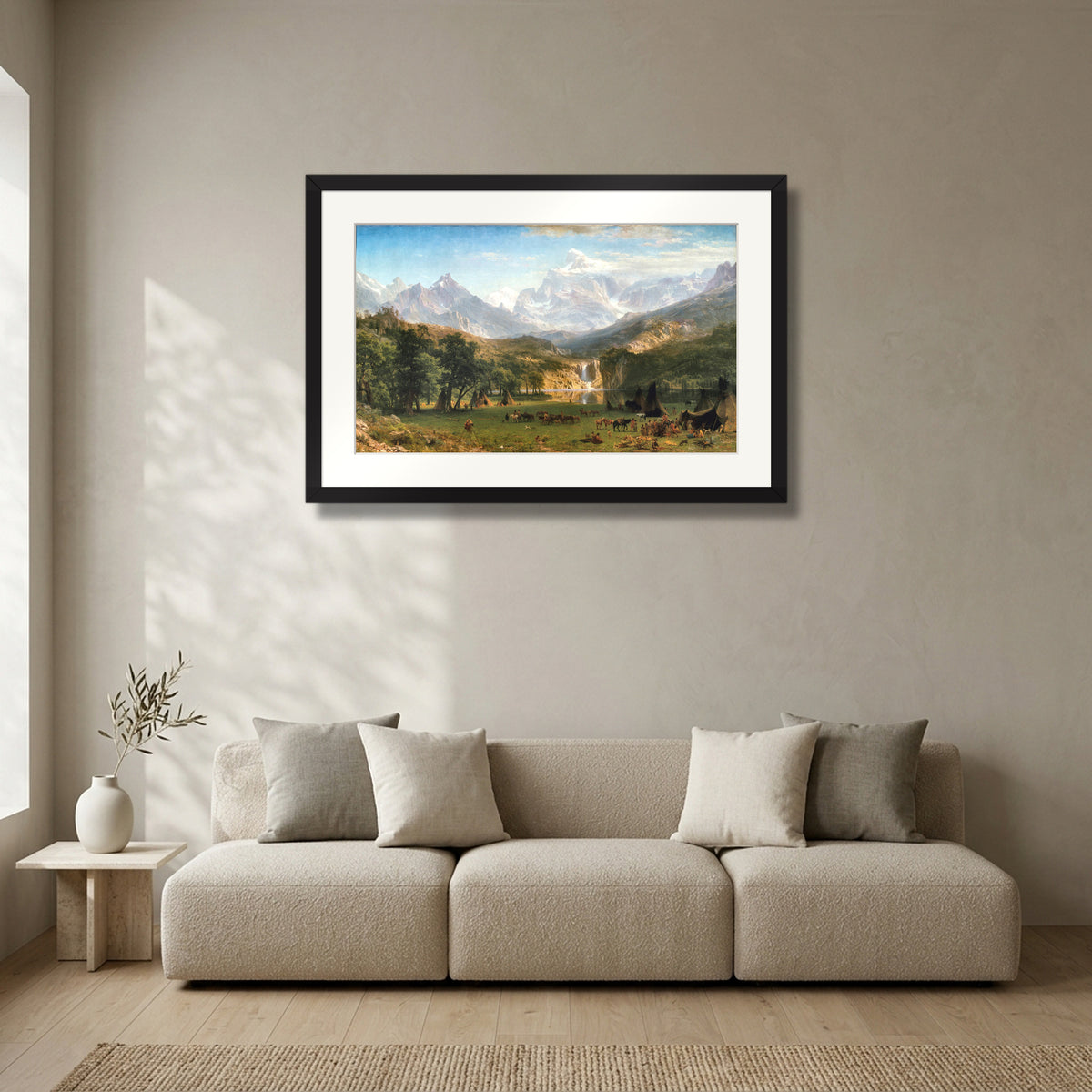 The Rocky Mountains, Lander's Peak (1863) – Albert Bierstadt in a matte black gallery frame