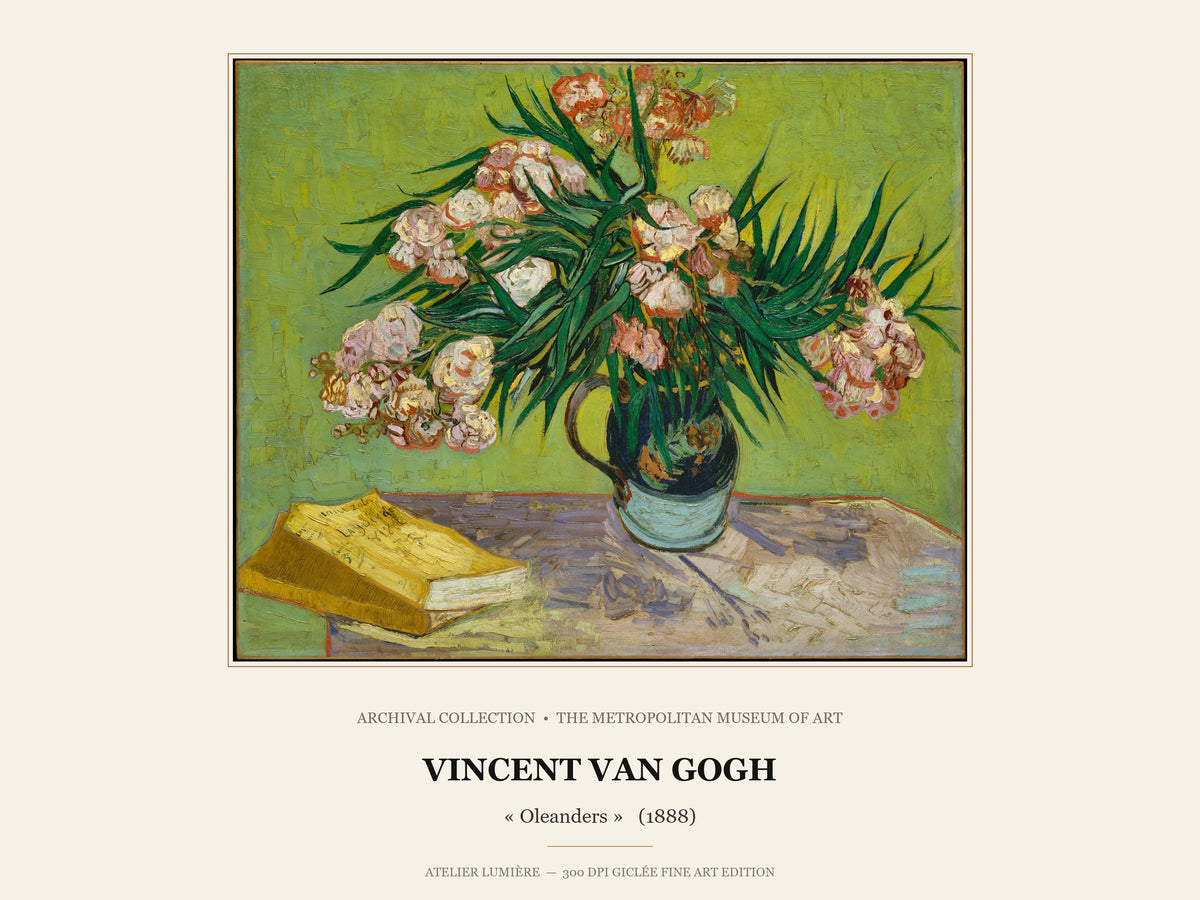 Post-Impressionist Floral Diptych (Set of 2 Framed Prints): Sunflowers & Oleanders – Vincent van Gogh