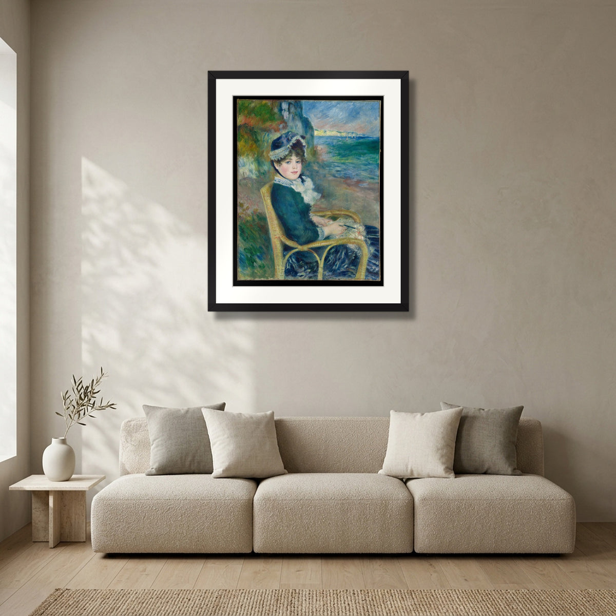 By the Seashore (1883) – Auguste Renoir in a matte black gallery frame