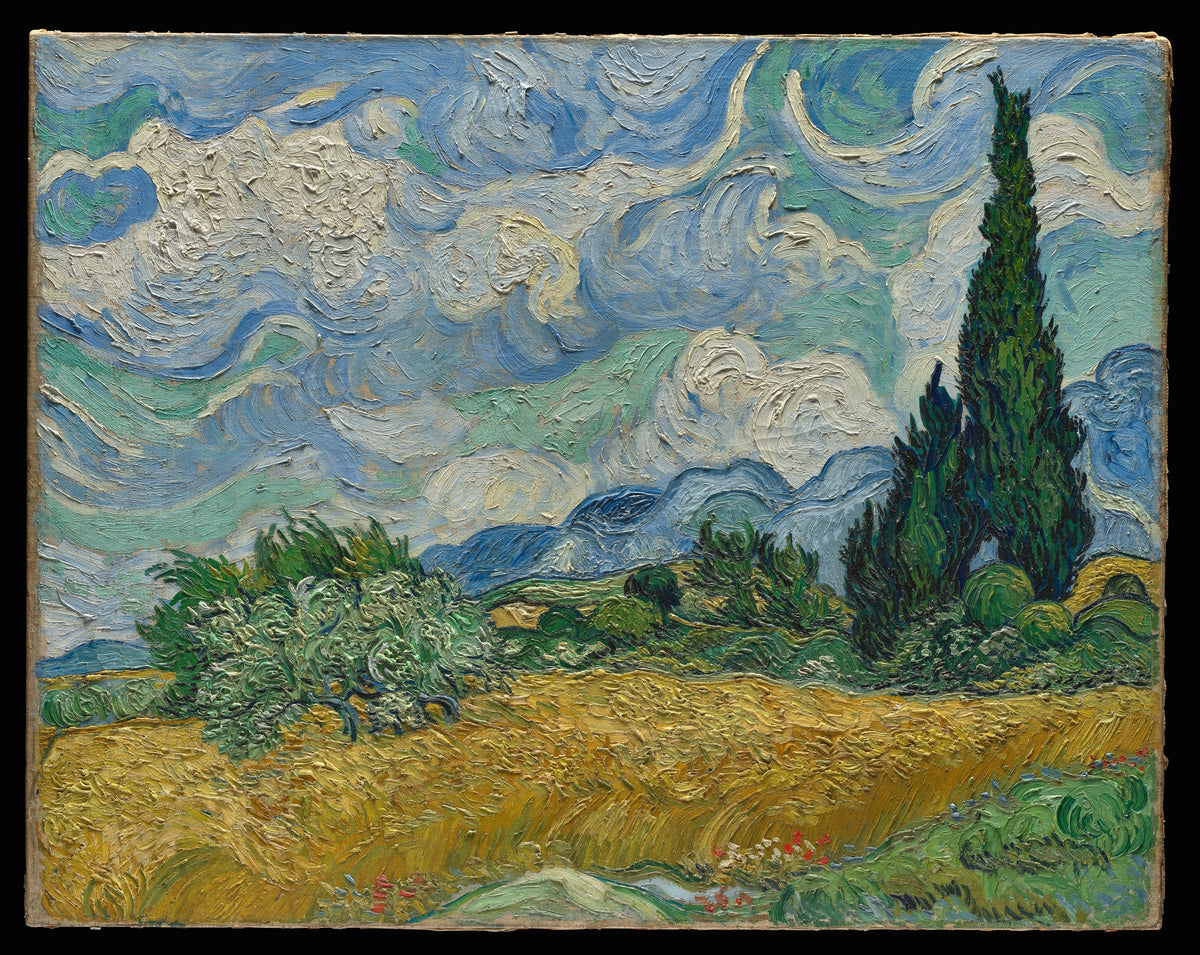 Wheat Field with Cypresses (1889) – Vincent van Gogh – full uncropped restored painting