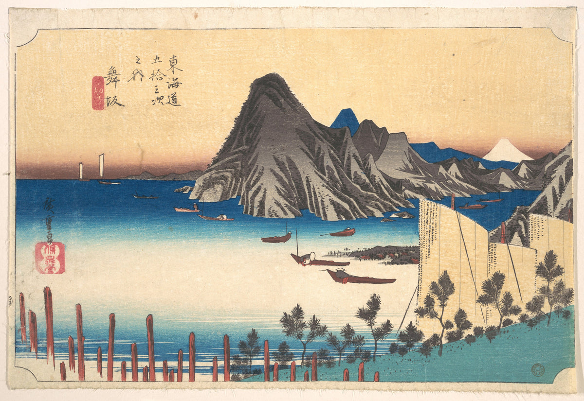 View of Imaki Point from Maizaka (ca. 1834) – Utagawa Hiroshige – full uncropped restored painting