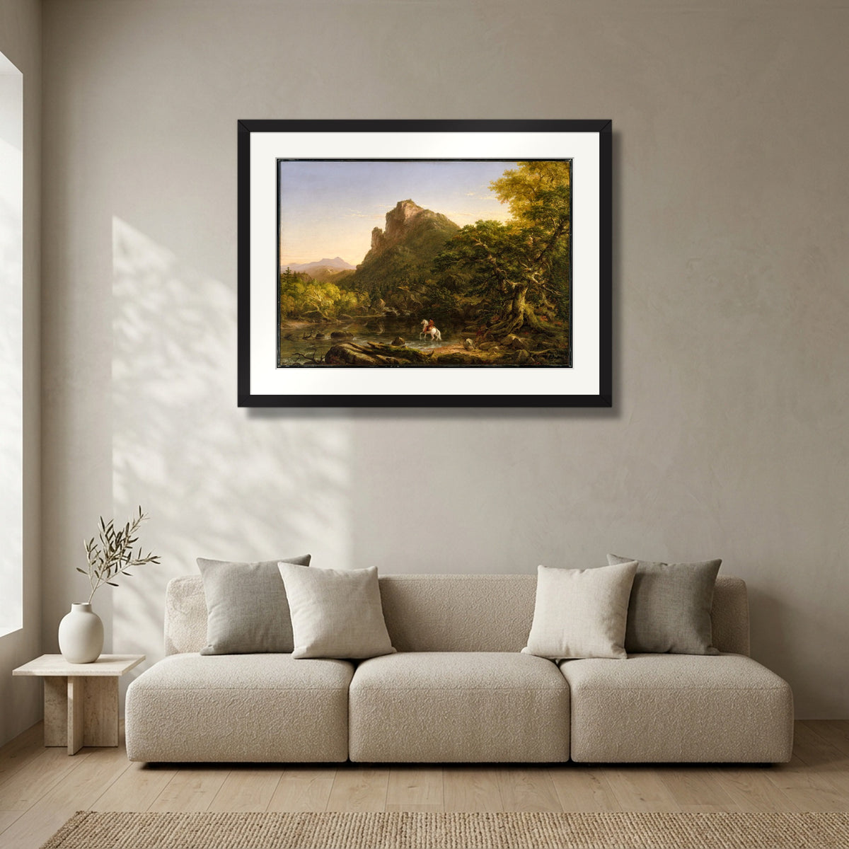 The Mountain Ford (1846) – Thomas Cole in a matte black gallery frame