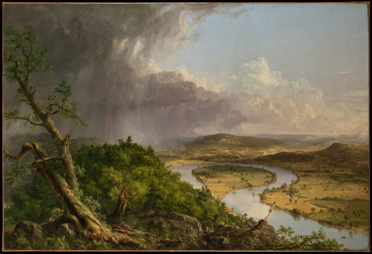 The Oxbow (View from Mount Holyoke after a Thunderstorm) (1836) – Thomas Cole – full uncropped restored painting