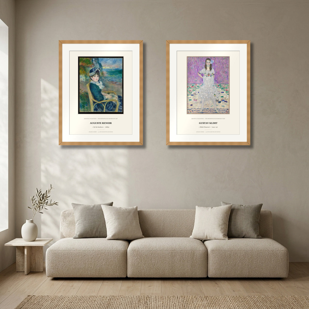 European Gallery Portraits Diptych (Set of 2 Framed Prints): Auguste Renoir & Gustav Klimt